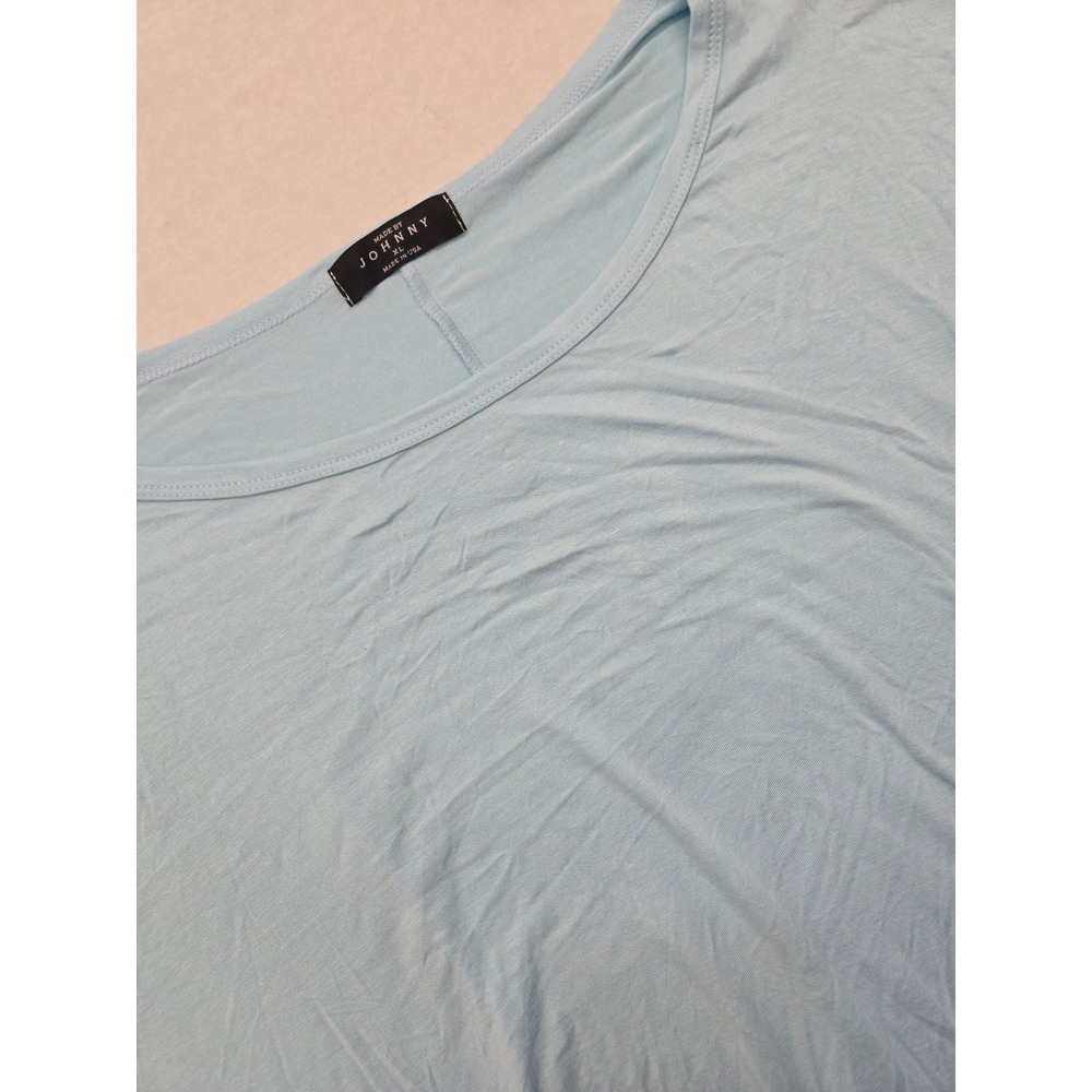 Made‎ By Johnny Womens XL Blue Dolman Sleeve Ruched Sides Top Blouse
